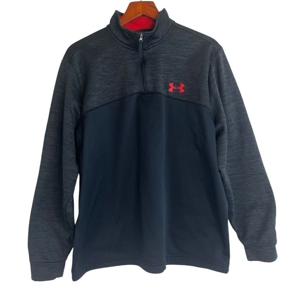 Under Armour Mens Loose Cold Gear Quarter Zip Pullover Sweatshirt Gray Size XL
